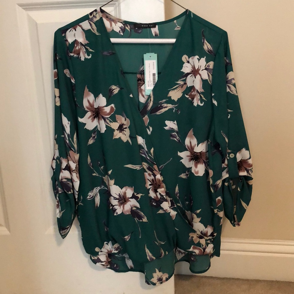 Green floral West Kei blouse.